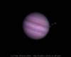� P. Wienerroither; Jupiter und Io am 25.2.2001, Sofienalpe bei Wien. Intes MK-67, Barlow, umgebaute WebCam. Am Computer nachbearbeitet (61 Einzelbilder addiert, 2-fach vergr��ert, Kontrastanhebung und gesch�rft).